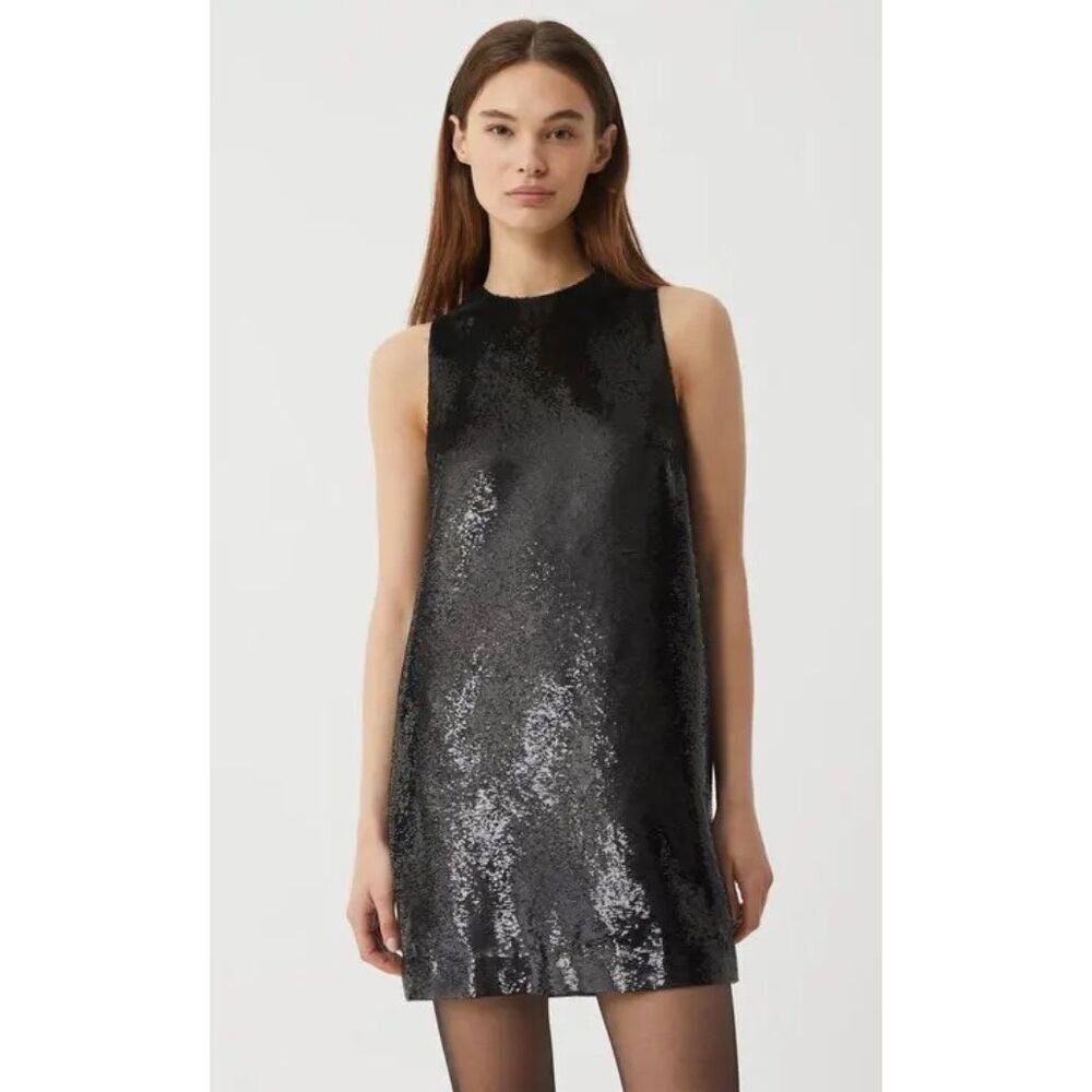 VERONICA DE PIANTE Kat Dress In Flat Sequin Black NWT Size 36/ Small - Picture 3 of 11